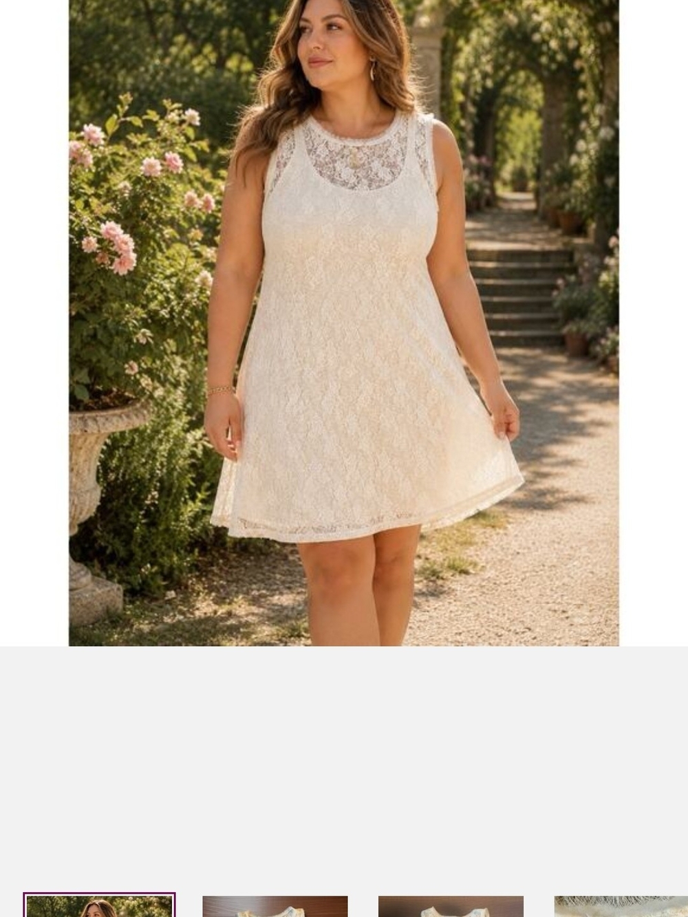 Sleeveless Ivory Lace A-Line Dress